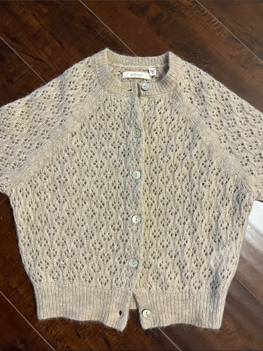 Doen Pointelle Petra Cardigan in Feathersone
